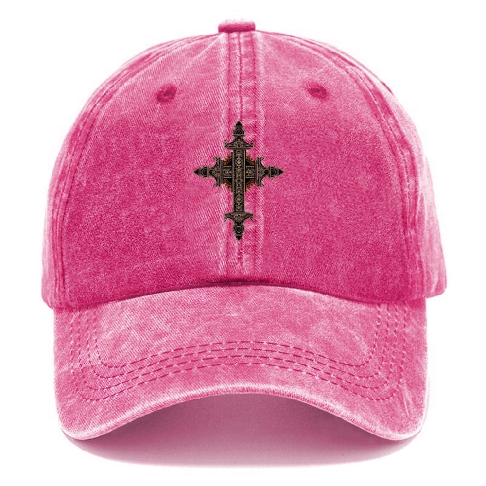 Gothic Christian Cross Unisex Vintage Casual Washed Cap