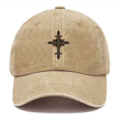 Gothic Christian Cross Unisex Vintage Casual Washed Cap