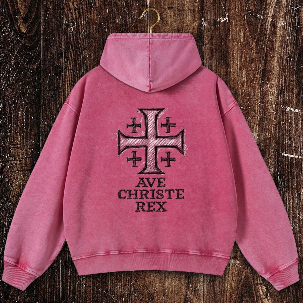 Ave Christe Rex Christian Washed Hoodie