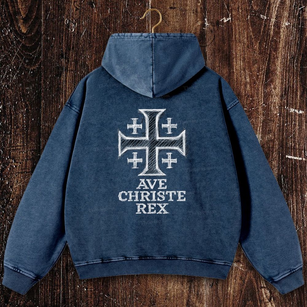 Ave Christe Rex Christian Washed Hoodie