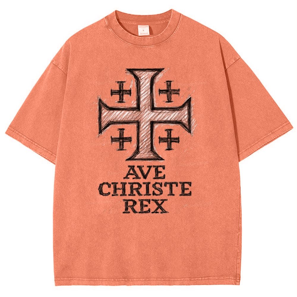 Ave Christe Rex Snowflake Vintage Cotton T-Shirt
