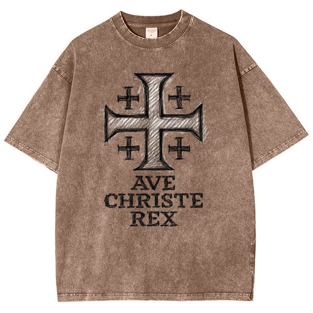 Ave Christe Rex Snowflake Vintage Cotton T-Shirt