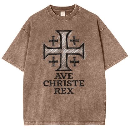 Ave Christe Rex Snowflake Vintage Cotton T-Shirt