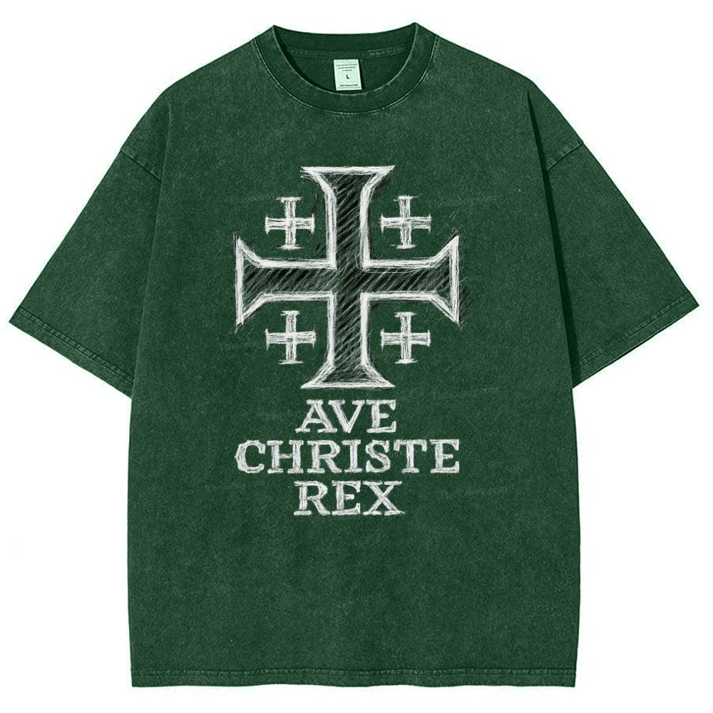 Ave Christe Rex Snowflake Vintage Cotton T-Shirt
