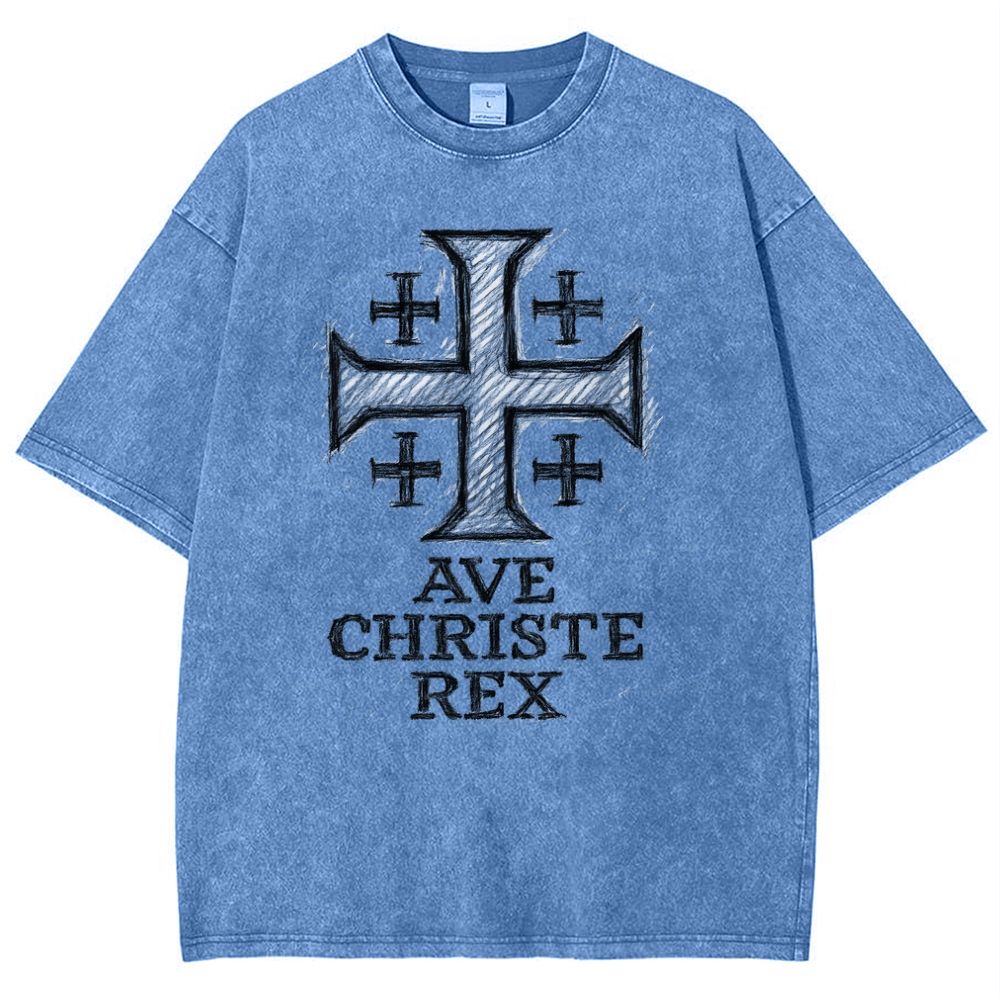 Ave Christe Rex Snowflake Vintage Cotton T-Shirt