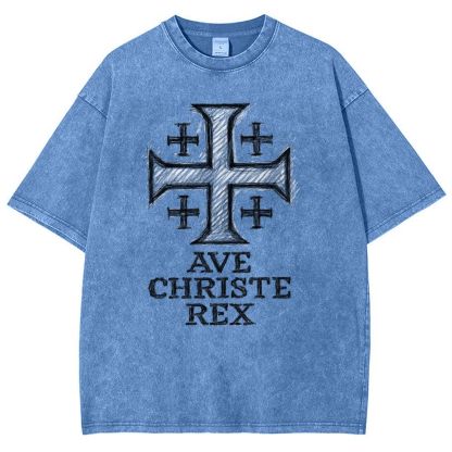 Ave Christe Rex Snowflake Vintage Cotton T-Shirt