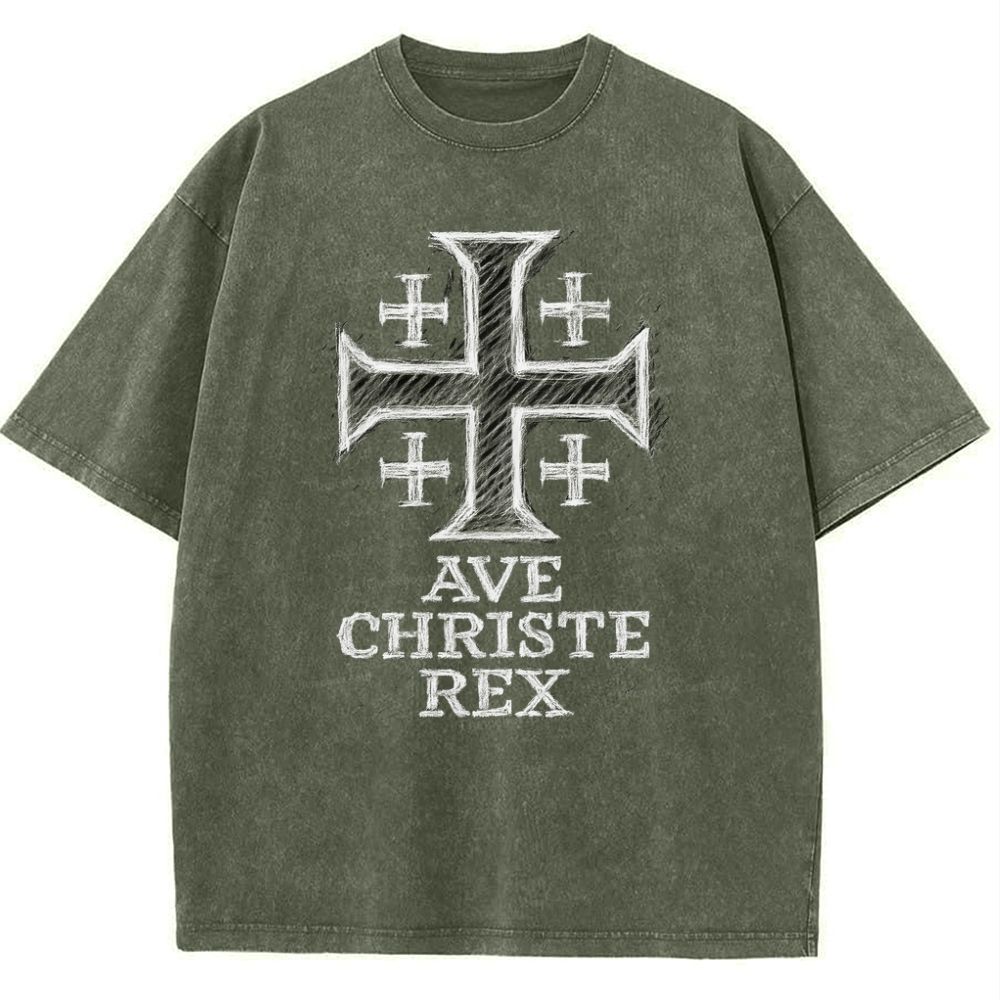 Ave Christe Rex Snowflake Vintage Cotton T-Shirt