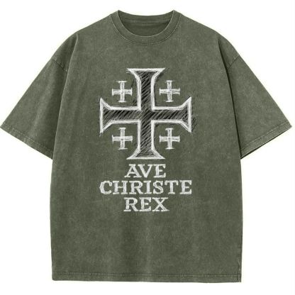 Ave Christe Rex Snowflake Vintage Cotton T-Shirt