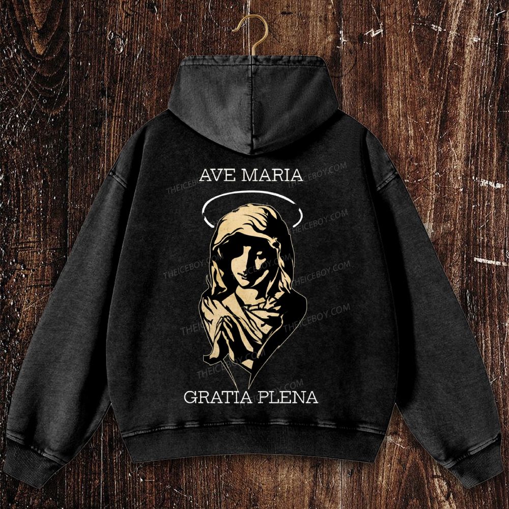 Virgin Mary Christian Washed Hoodie