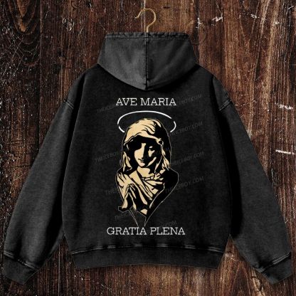 Virgin Mary Christian Washed Hoodie