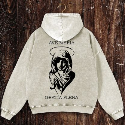 Virgin Mary Christian Washed Hoodie