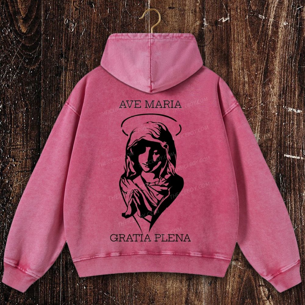 Virgin Mary Christian Washed Hoodie