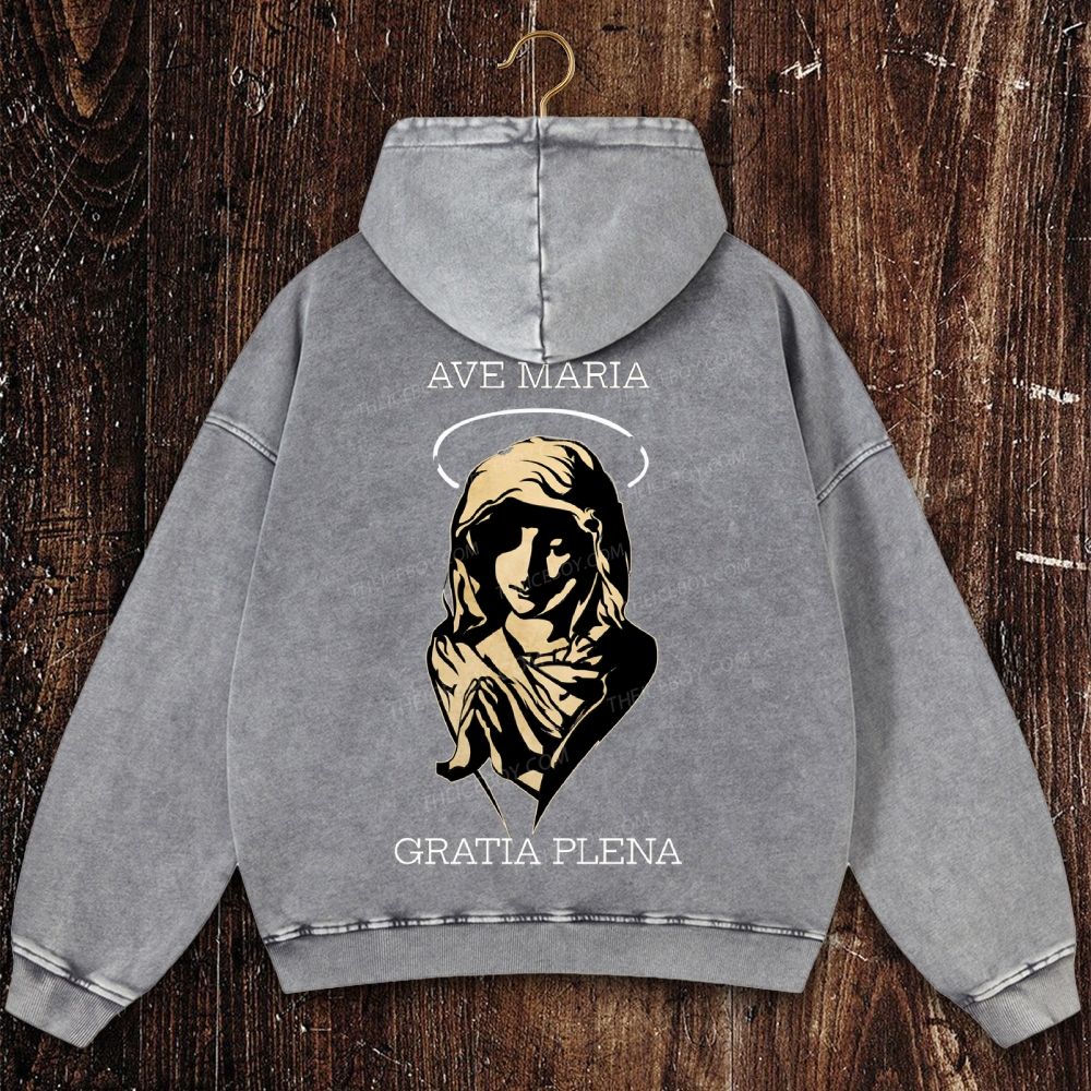 Virgin Mary Christian Washed Hoodie