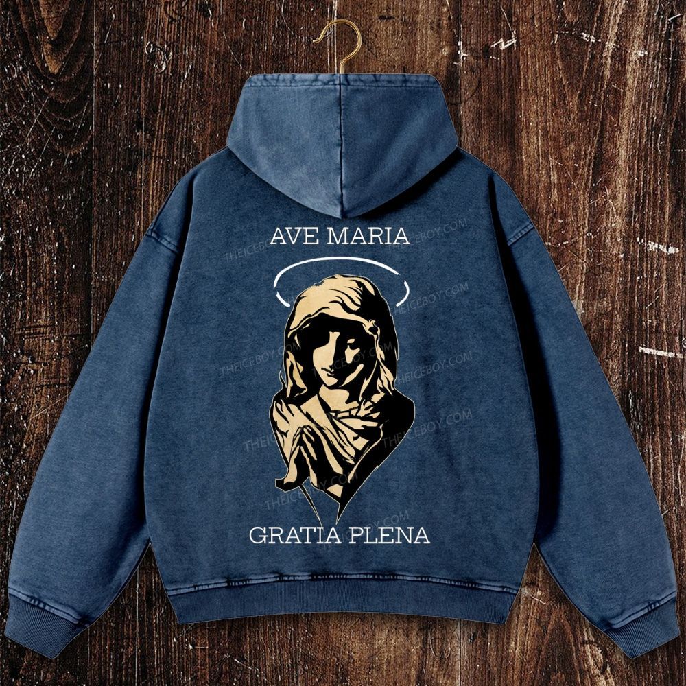 Virgin Mary Christian Washed Hoodie