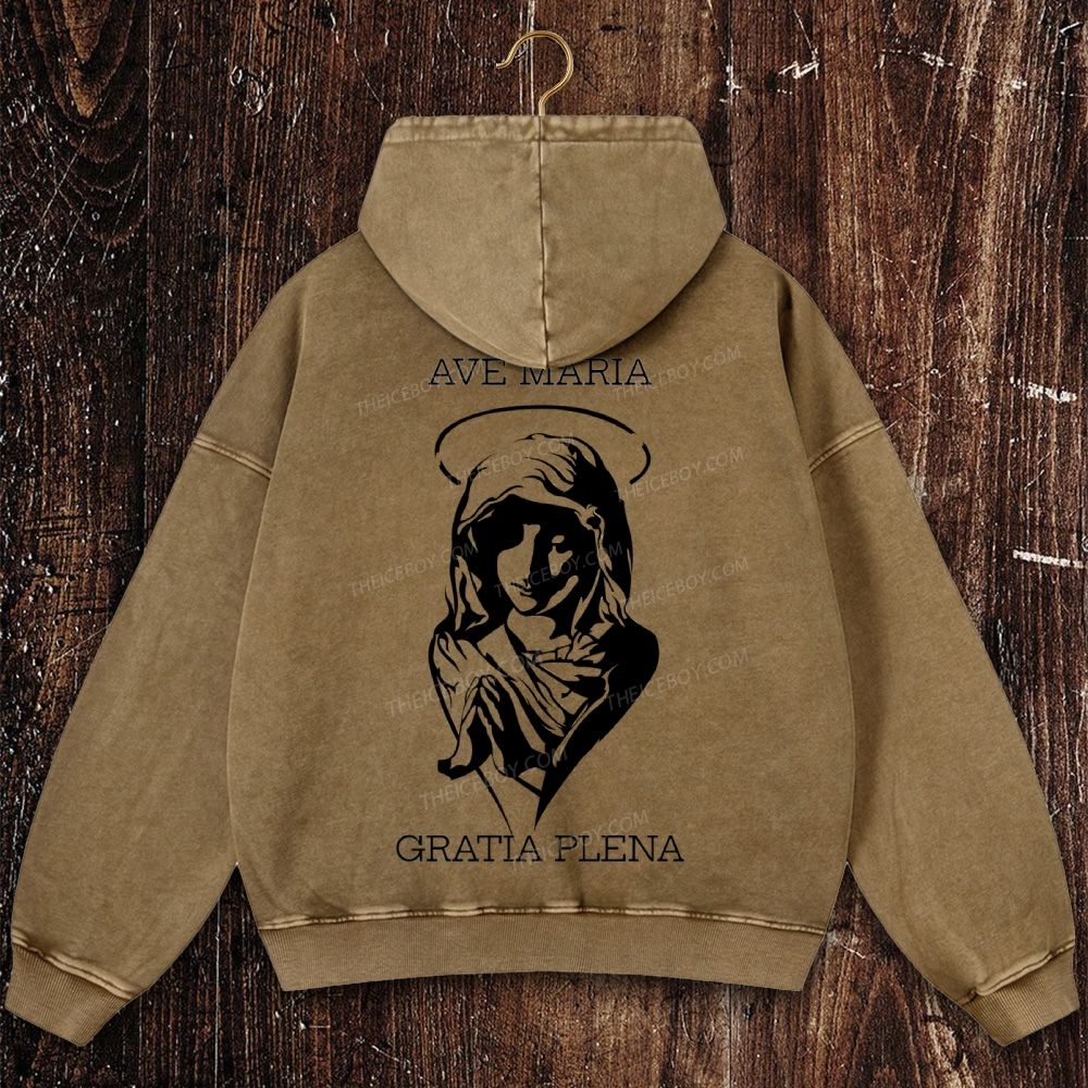Virgin Mary Christian Washed Hoodie