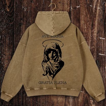 Virgin Mary Christian Washed Hoodie