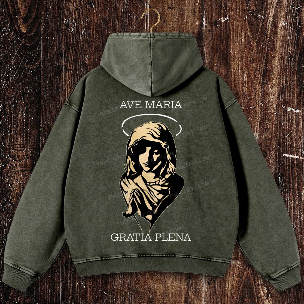 Virgin Mary Christian Washed Hoodie