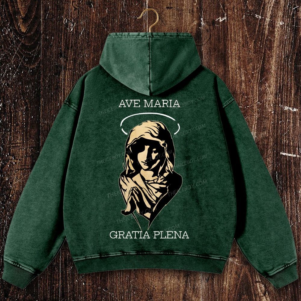 Virgin Mary Christian Washed Hoodie