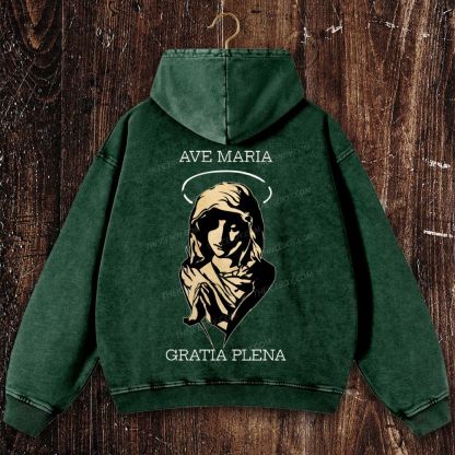Virgin Mary Christian Washed Hoodie