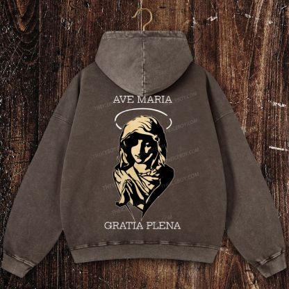 Virgin Mary Christian Washed Hoodie