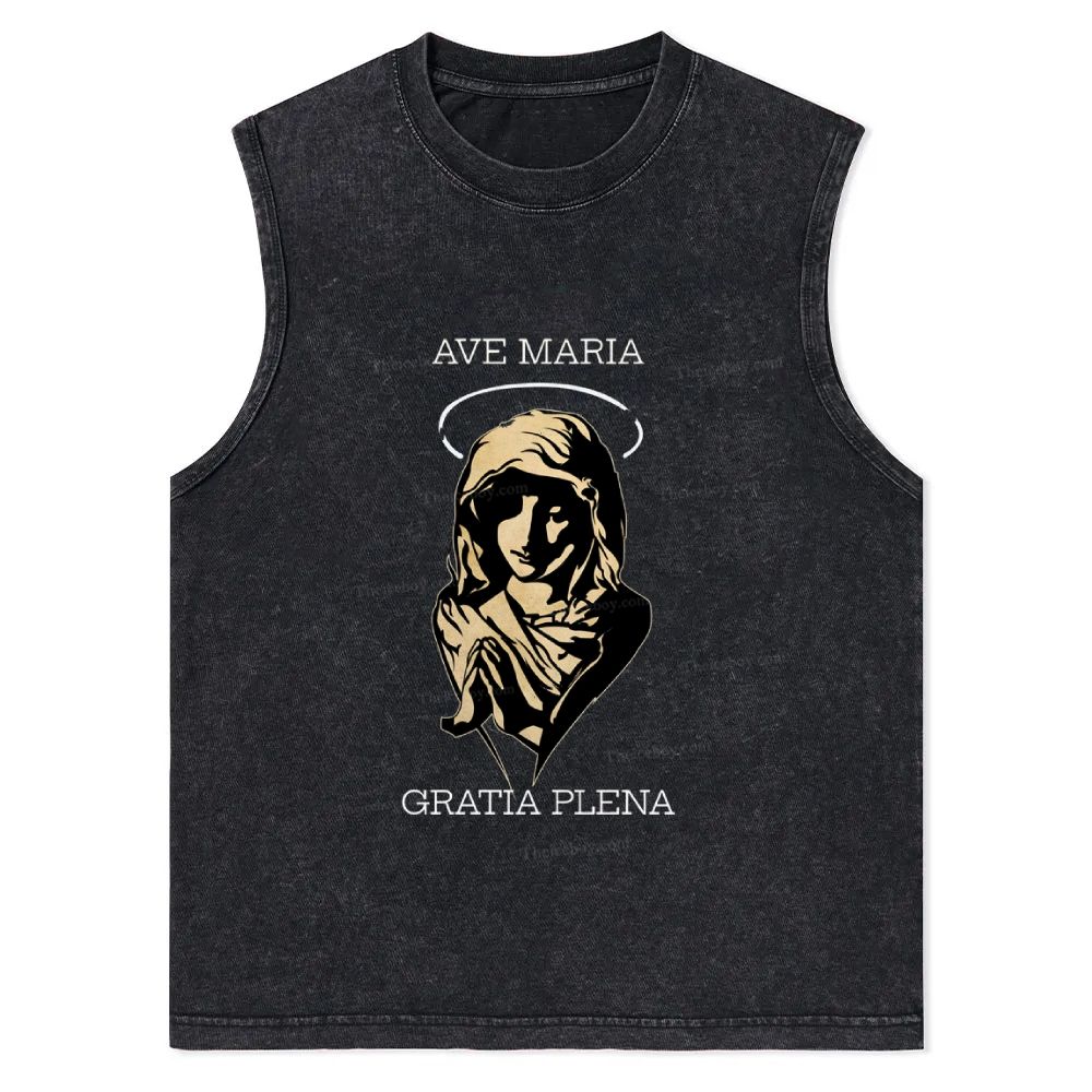 Virgin Mary Christian Snowflake Washed Vest