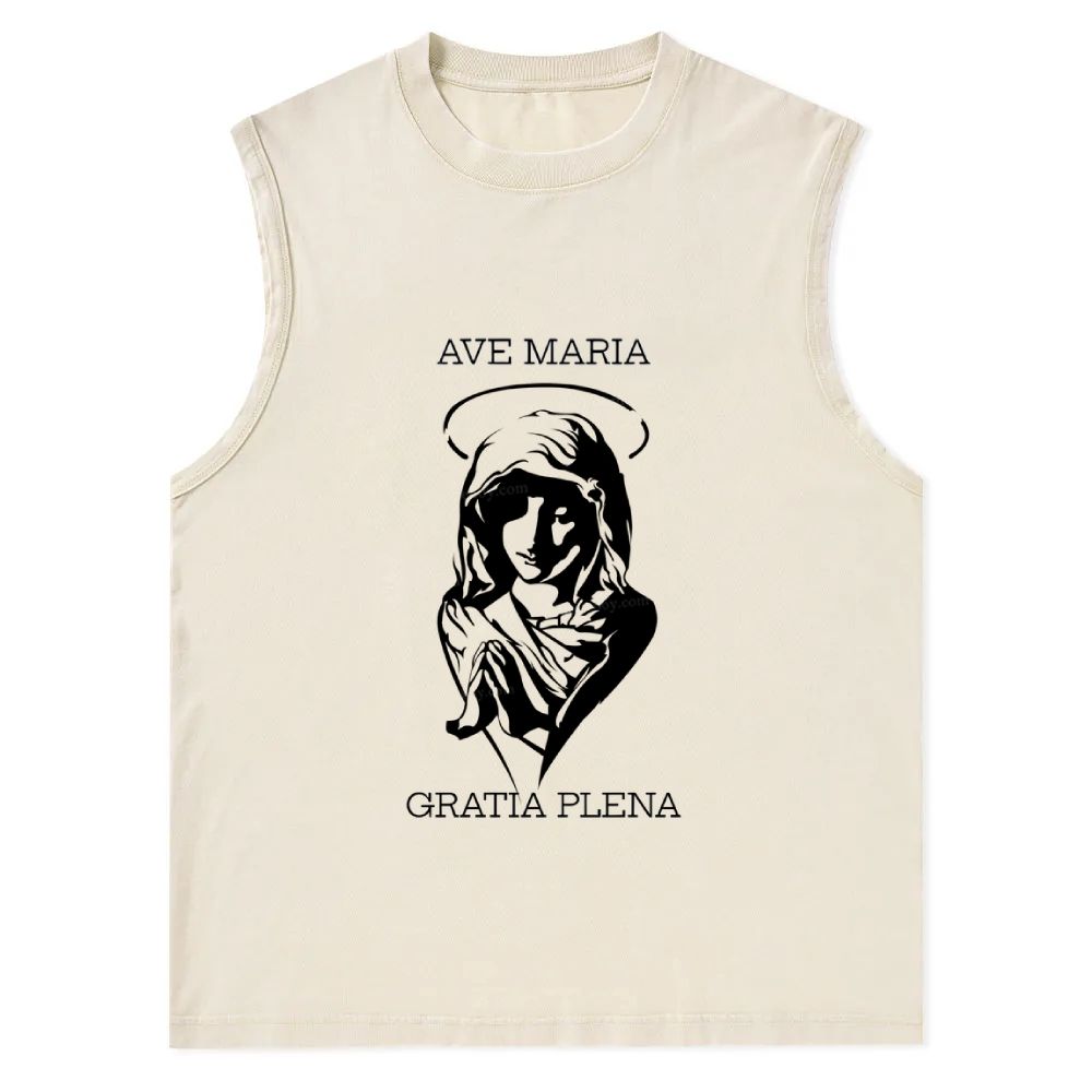 Virgin Mary Christian Snowflake Washed Vest
