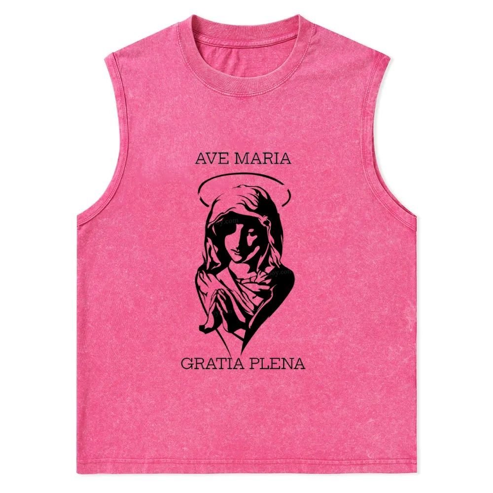 Virgin Mary Christian Snowflake Washed Vest