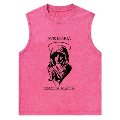 Virgin Mary Christian Snowflake Washed Vest