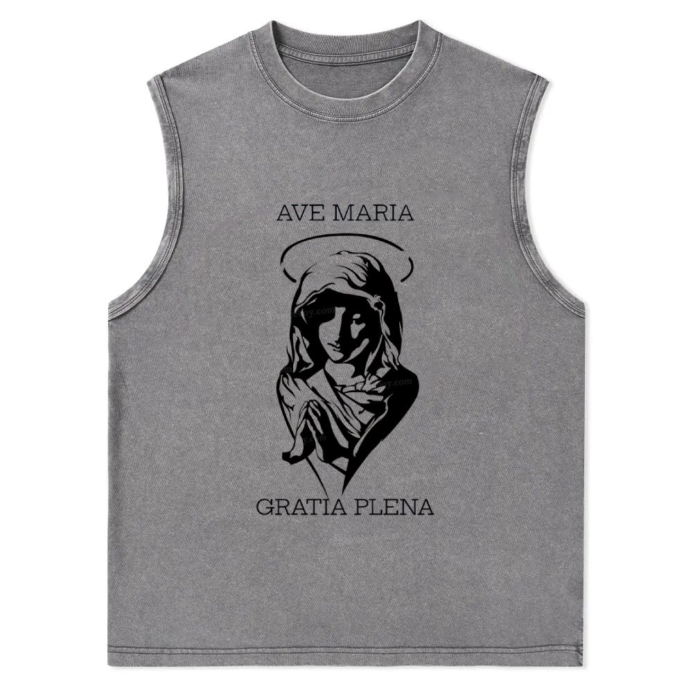 Virgin Mary Christian Snowflake Washed Vest