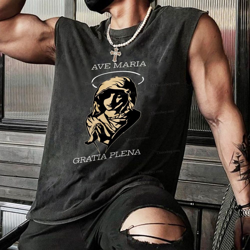 Virgin Mary Christian Snowflake Washed Vest