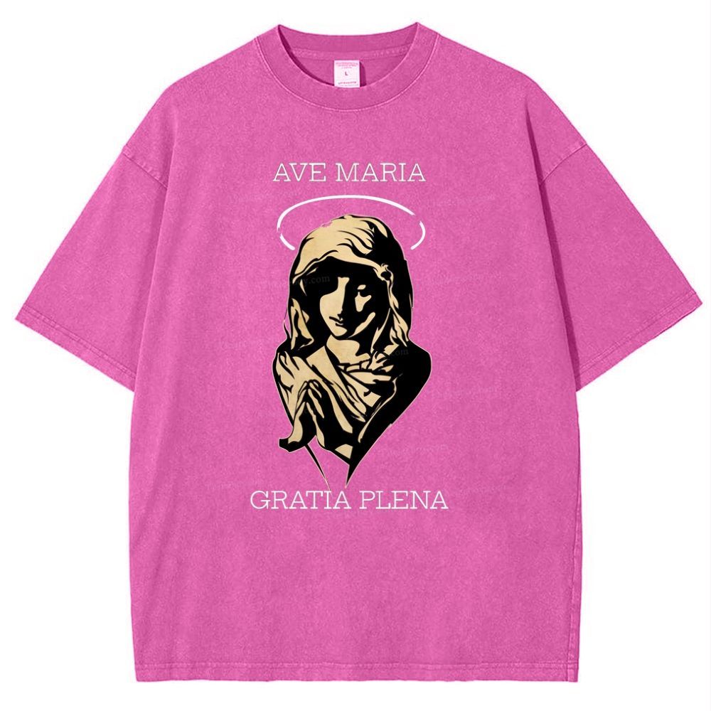 Virgin Mary Snowflake Vintage Cotton T-Shirt