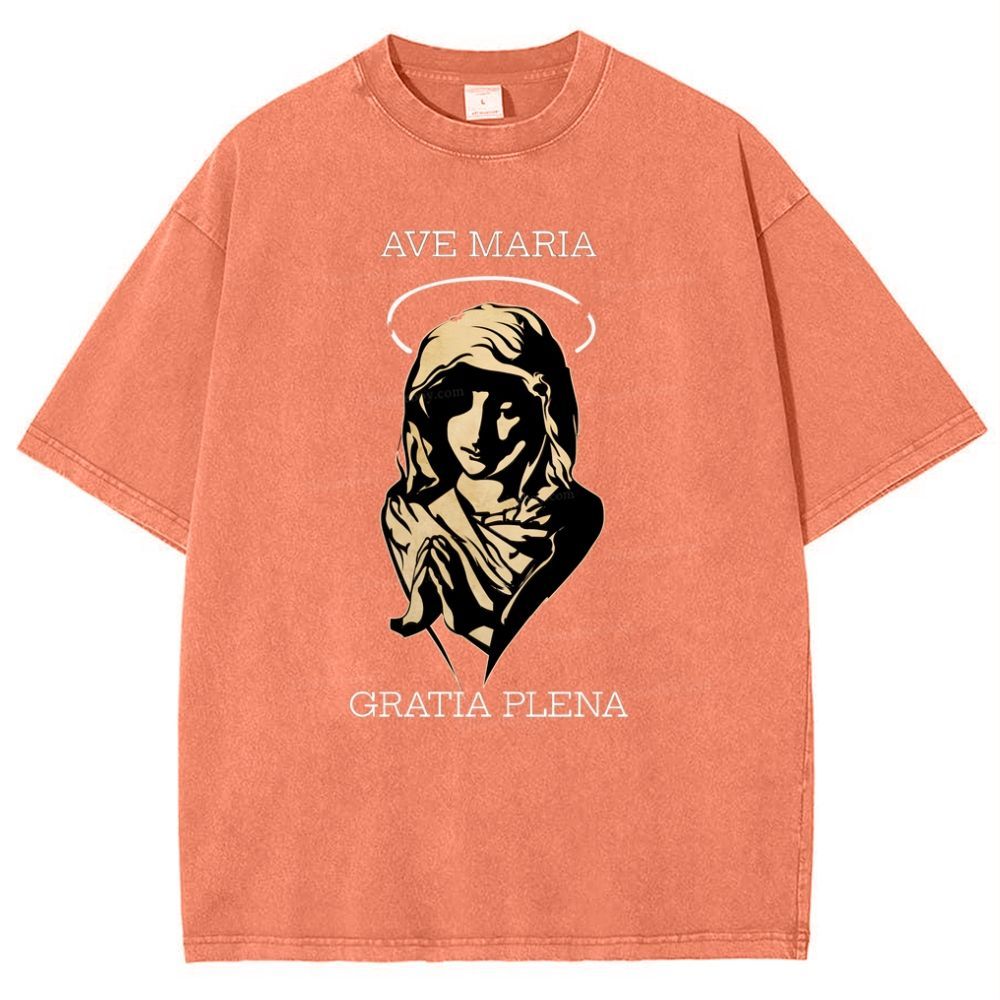 Virgin Mary Snowflake Vintage Cotton T-Shirt