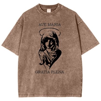 Virgin Mary Snowflake Vintage Cotton T-Shirt