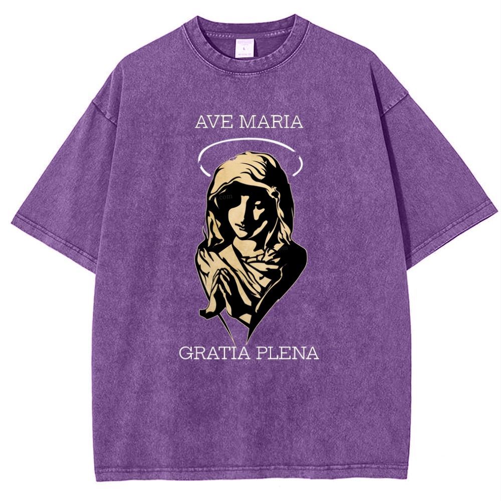 Virgin Mary Snowflake Vintage Cotton T-Shirt