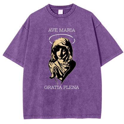 Virgin Mary Snowflake Vintage Cotton T-Shirt