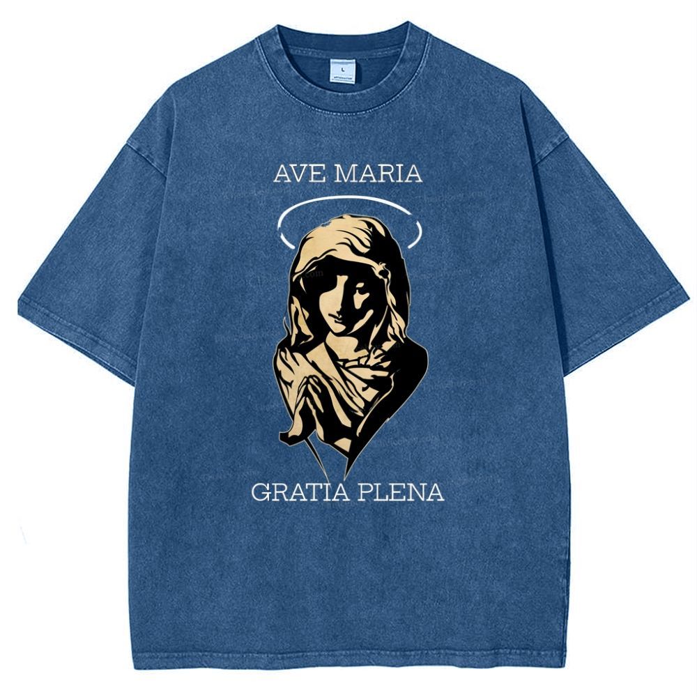 Virgin Mary Snowflake Vintage Cotton T-Shirt