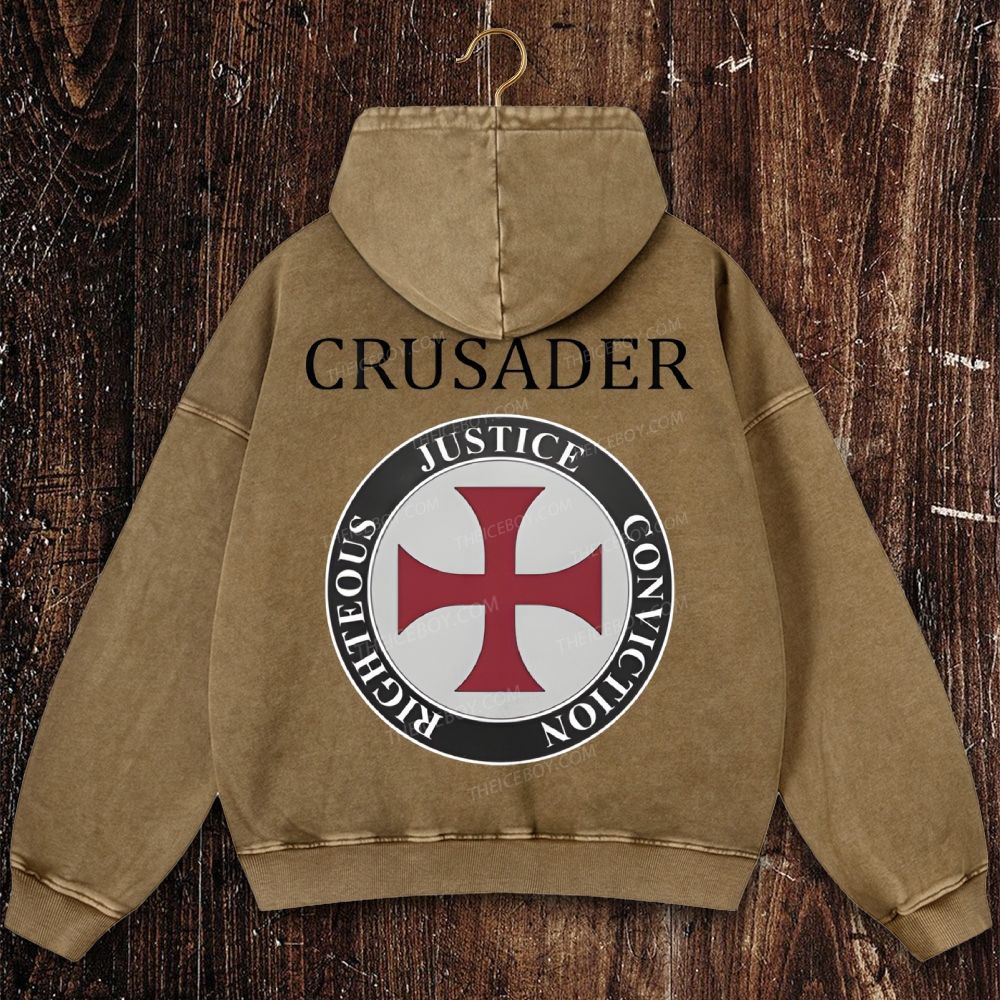 Crusader Symbol Christian Washed Hoodie