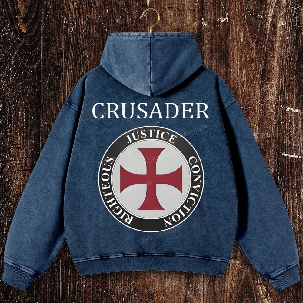 Crusader Symbol Christian Washed Hoodie