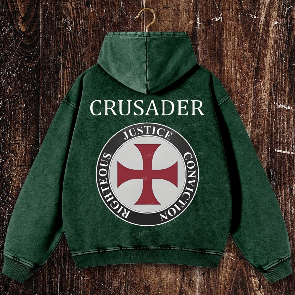 Crusader Symbol Christian Washed Hoodie