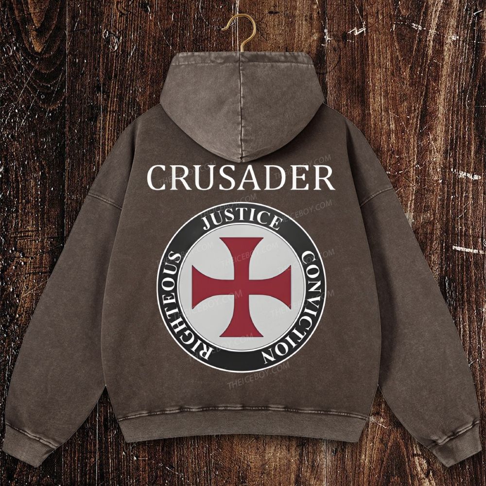 Crusader Symbol Christian Washed Hoodie