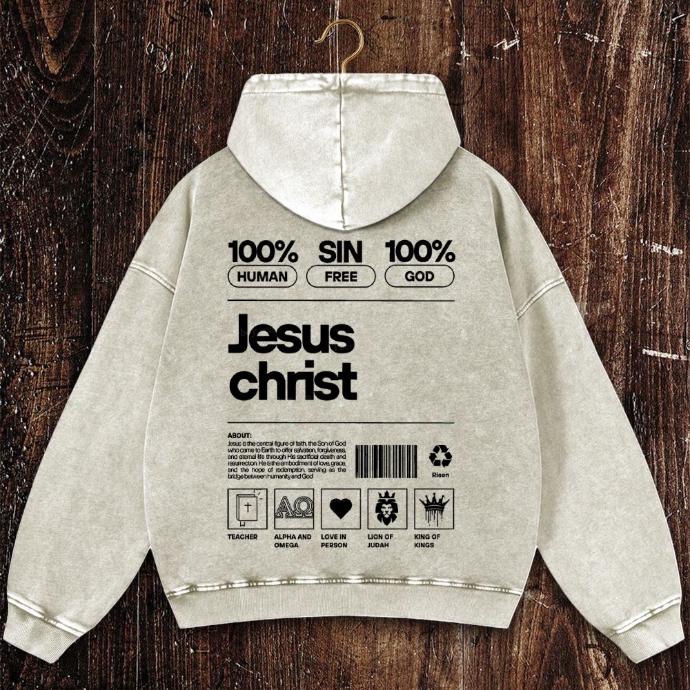 Jesus Christ Christian Washed Hoodie
