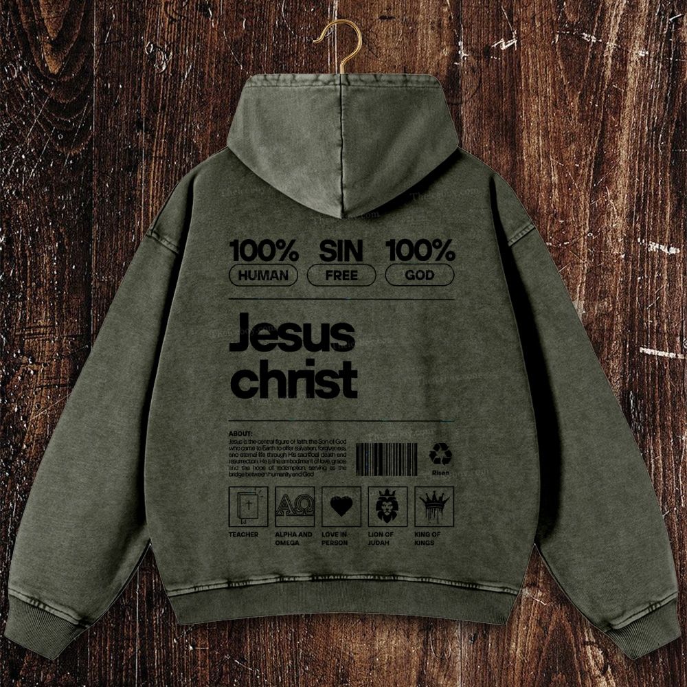 Jesus Christ Christian Washed Hoodie