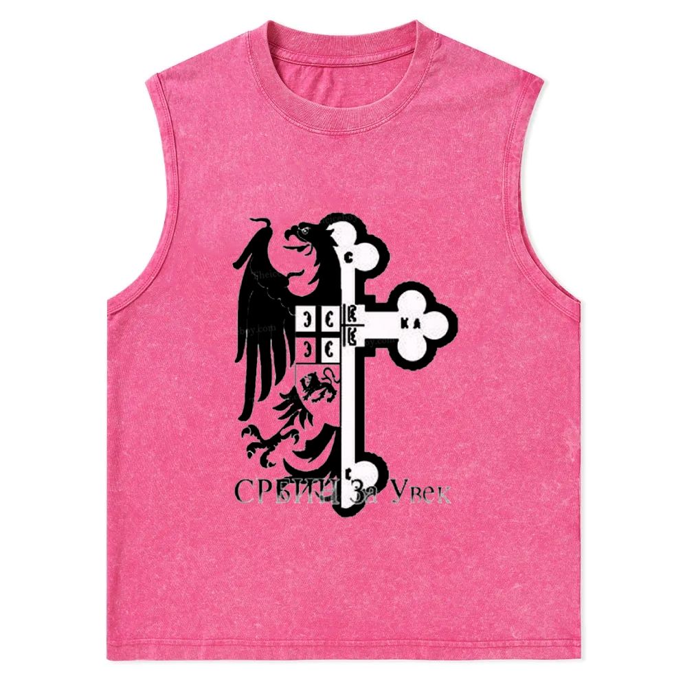 Orthodox Cross Eagle Christian Snowflake Washed Vest