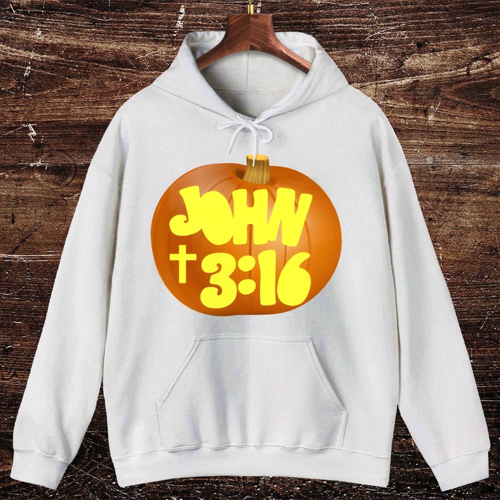 CHRISTIAN PUMPKIN CARVING JOHN 3:16 Oversized Cotton Hoodies 