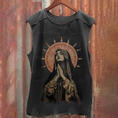 Stained Glass Madonna Washed Tank Top