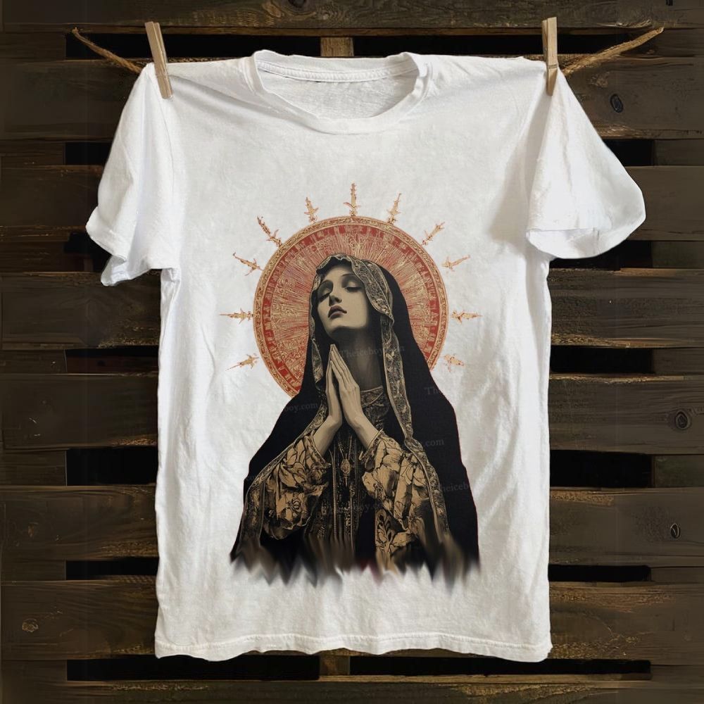 Stained Glass Madonna Cotton T-shirt