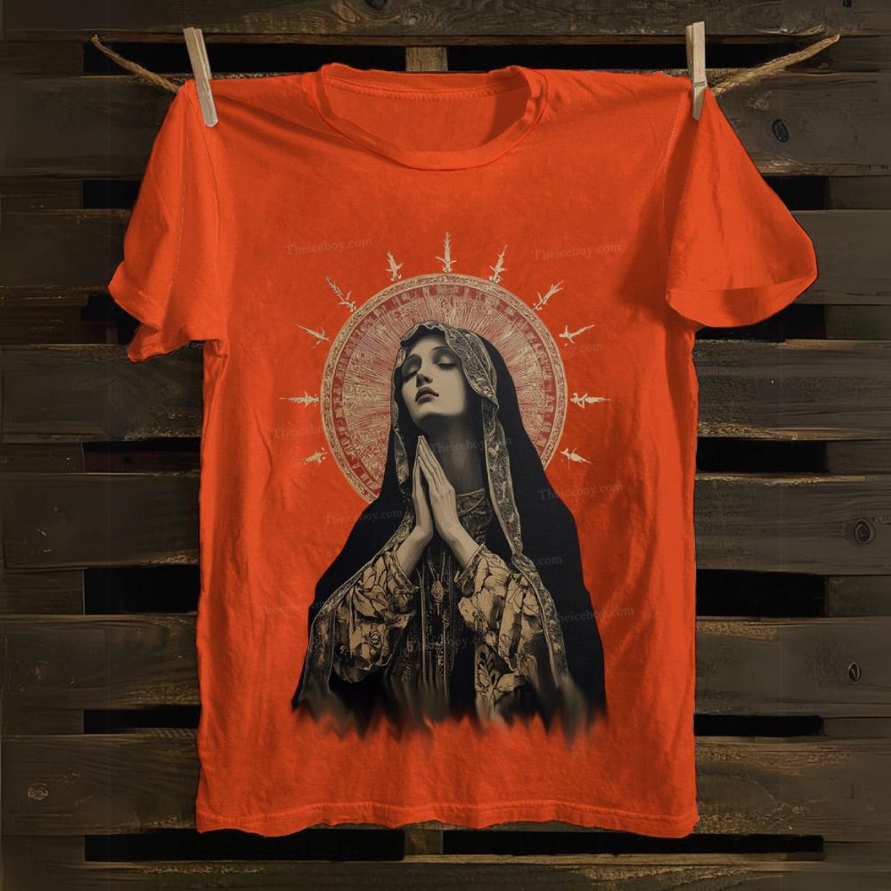 Stained Glass Madonna Cotton T-shirt