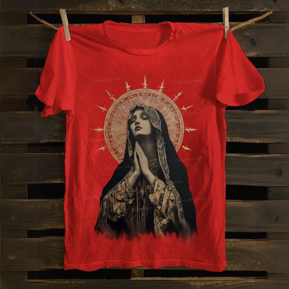 Stained Glass Madonna Cotton T-shirt