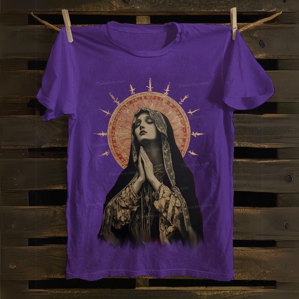 Stained Glass Madonna Cotton T-shirt