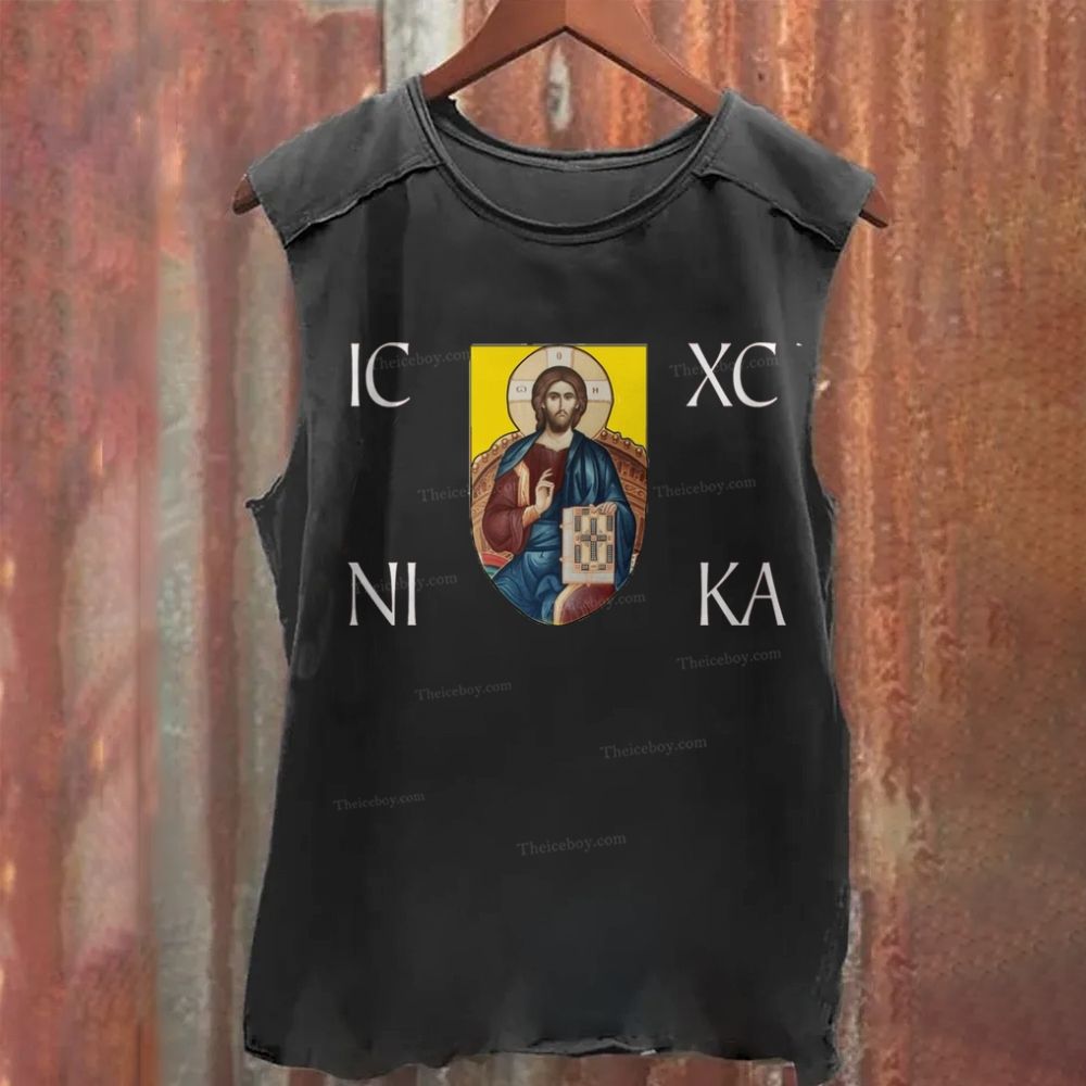 Orthodox Christian Icons IC XC NIKA Washed Tank Top 